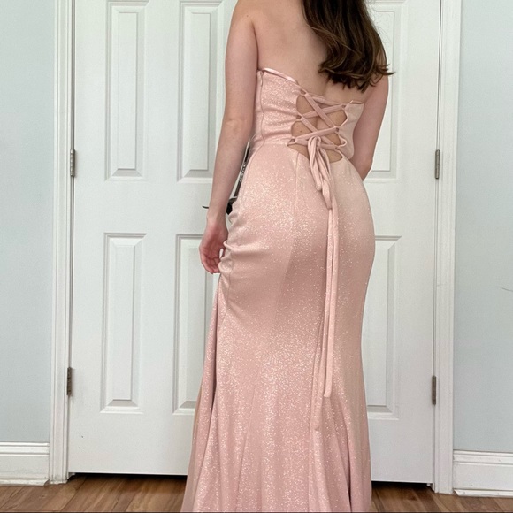 Glitter Side Slit Formal Prom Dress - Picture 3 of 7